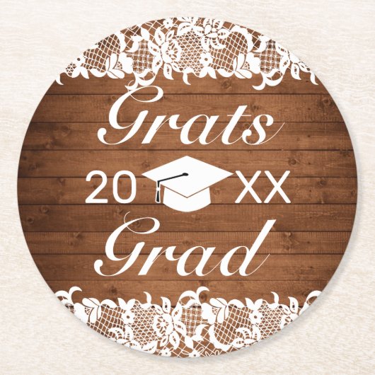 Rustisch Afstuderen van hout en witte langkratten Ronde Kartonnen Onderzetter (Voorkant)