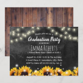 Rustisch Afstuderen van zonnebloemen Chalkboard Kaart (Voorkant / Achterkant)