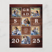 Rustisch Afstuderen voor fotocollage — uniek hout Uitnodiging Briefkaart (Voorkant)