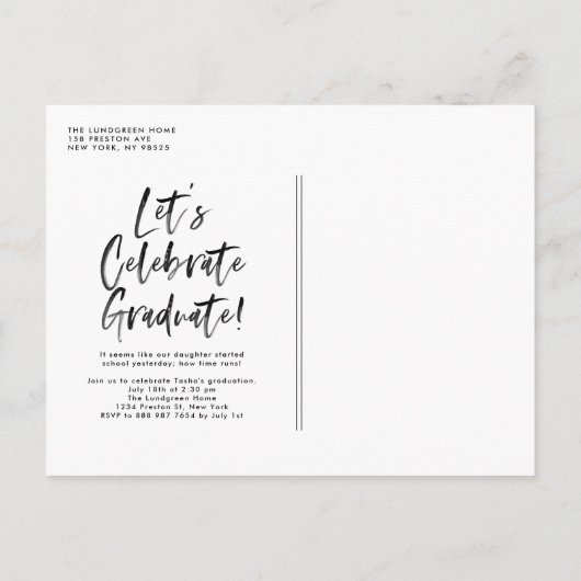 Rustisch Afstuderen voor penseelkalligrafie Aankondigingskaart (Achterkant)