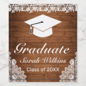 Rustisch Afstuderen Wijnlabel Wood & White Lace Wijn Etiket (Enkel label)