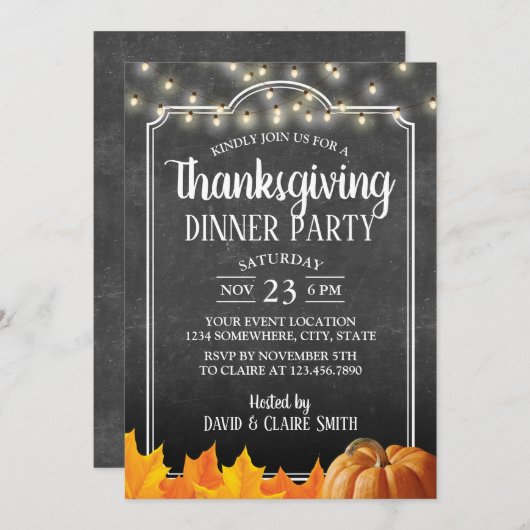 Rustisch alkbord van Thanksgiving-binnenpartij Kaart (Voorkant / Achterkant)