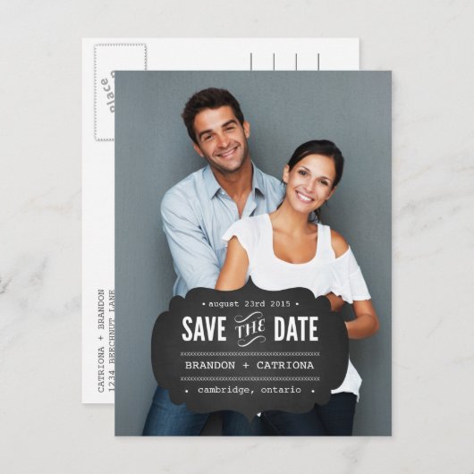 Rustisch alkbordetiket | Briefkaart Datum opslaan (Voorkant / Achterkant)