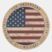 Rustisch Amerikaans adres militaire vlag Ronde Sticker (Voorkant)