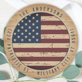 Rustisch Amerikaans adres militaire vlag Ronde Sticker
