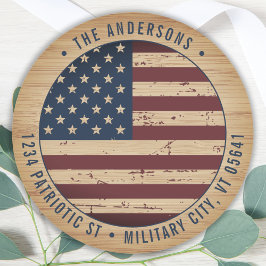 Rustisch Amerikaans vlaggenpatriottisch terugkeera Ronde Sticker