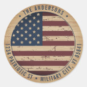 Rustisch Amerikaans vlaggenpatriottisch terugkeera Ronde Sticker (Voorkant)