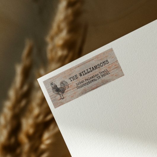 Rustisch  Antiek Boerderij Rooster Return Address Etiket