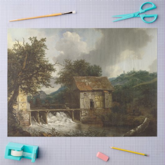  Rustisch Antiek landschap watermolen Tissuepapier (Craft)