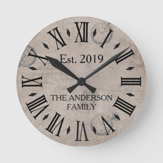  Rustisch Antiek Onderdruk Horloge Retro Ronde Klok (Voorkant)