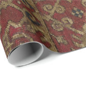 Rustisch Antiek oosterachtig Perzisch Rode Patroon Cadeaupapier (Rol Hoek)