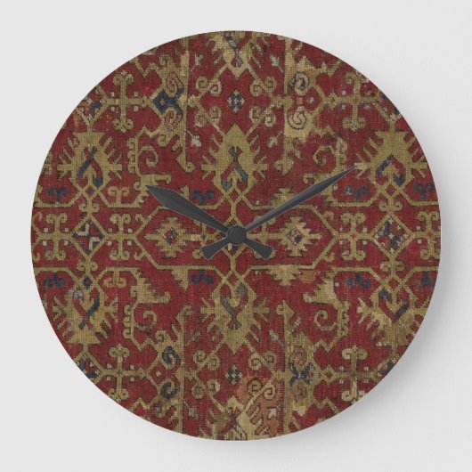 Rustisch Antiek oosterachtig Perzisch Rode Patroon Grote Klok (Voorkant)