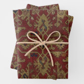 Rustisch Antiek oosterachtig Perzisch Rode Patroon Inpakpapier Vel (In situ)