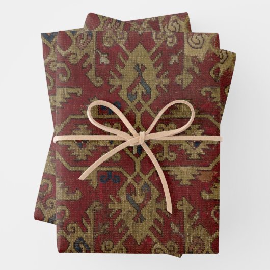 Rustisch Antiek oosterachtig Perzisch Rode Patroon Inpakpapier Vel (In situ)