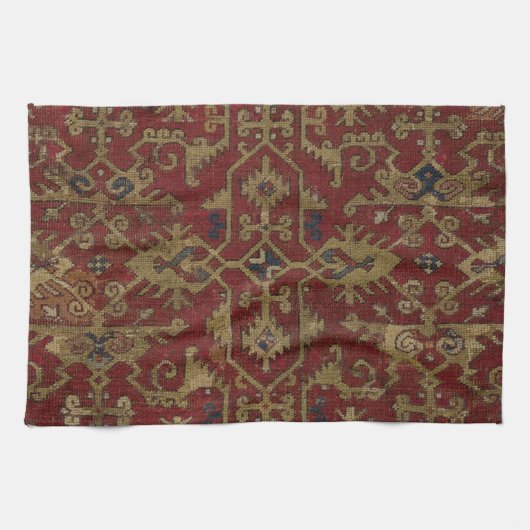 Rustisch Antiek oosterachtig Perzisch Rode Patroon Theedoek (Horizontaal)