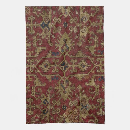 Rustisch Antiek oosterachtig Perzisch Rode Patroon Theedoek (Verticaal)