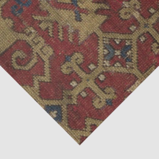 Rustisch Antiek oosterachtig Perzisch Rode Patroon Tissuepapier (Detail)