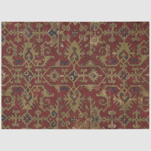 Rustisch Antiek oosterachtig Perzisch Rode Patroon Tissuepapier (Voorkant)