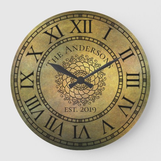 Rustisch Antiek Shabby Chic  Roman Numeral Grote Klok (Voorkant)