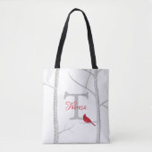 Rustisch artistiek bos Rood vogelstijlvol land Tote Bag (Voorkant)