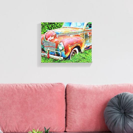 Rustisch autocanvas met Vintage Canvas Afdruk (Insitu (Woonkamer))