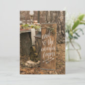 Rustisch avontuur begint te tekenen op huwelijksui kaart (Staand voorkant)