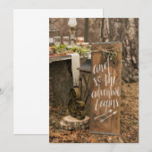 Rustisch avontuur begint te tekenen op huwelijksui kaart (Voorkant / Achterkant)