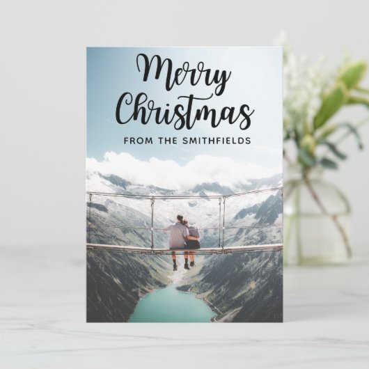 Rustisch avontuur Prettige feestdagen Kerstmis Feestdagenkaart (Staand voorkant)
