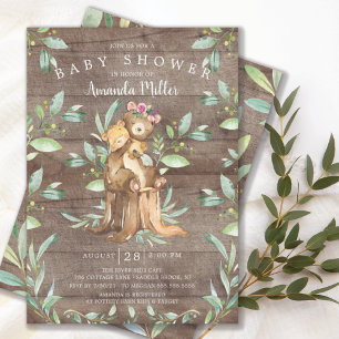 Rustisch Baby en mam Baby shower Uitnodiging