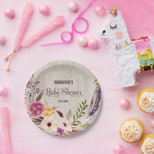 Rustisch Baby shower Boho Floral Party Bord (Feest)