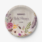 Rustisch Baby shower Boho Floral Party Bord (Voorkant)