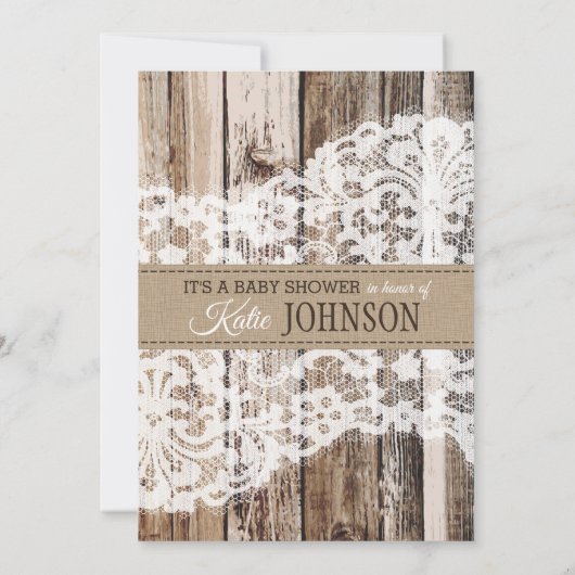 Rustisch Baby shower Kaart (Achterkant)