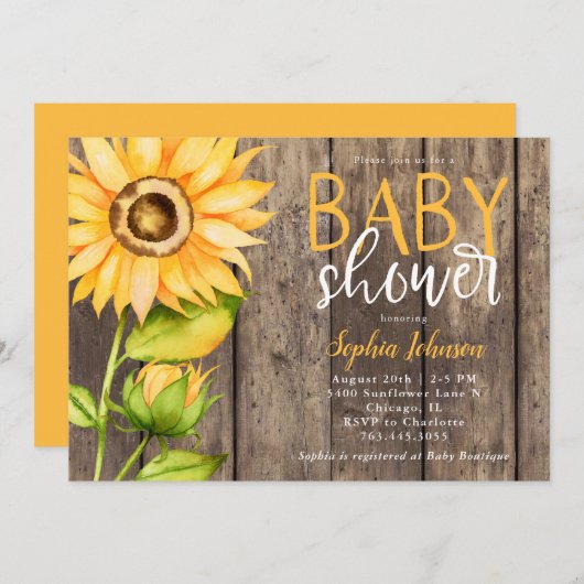 Rustisch Baby shower Kaart (Voorkant / Achterkant)