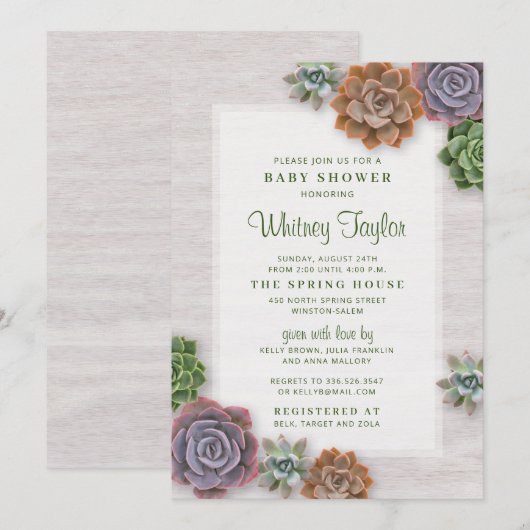 Rustisch Baby shower Kaart (Voorkant / Achterkant)