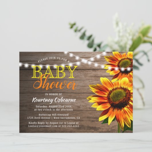 Rustisch Baby shower Kaart (Staand voorkant)