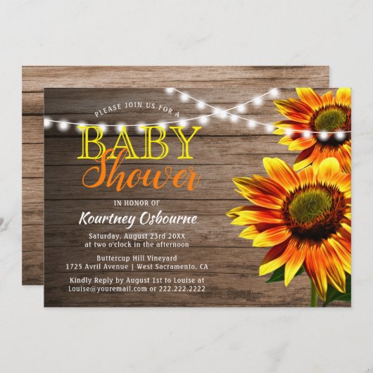 Rustisch Baby shower Kaart (Voorkant / Achterkant)