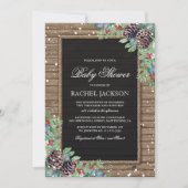 Rustisch Baby shower kerstwinter Kaart (Voorkant)