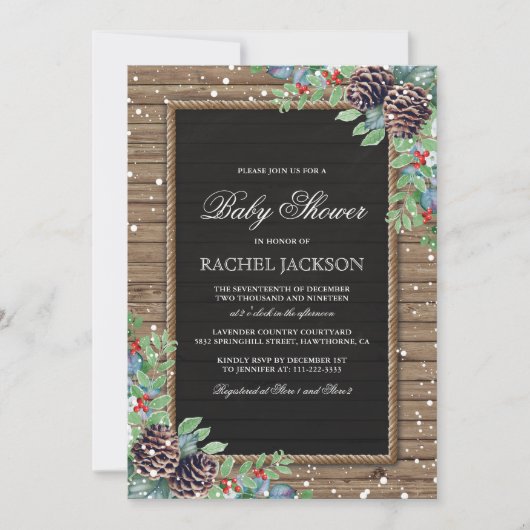 Rustisch Baby shower kerstwinter Kaart (Voorkant)