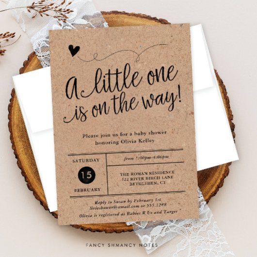 Rustisch Baby shower, Kraft, Genderneutrale Kaart