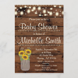 Rustisch Baby shower land Sunflower Mason Jar Kaart
