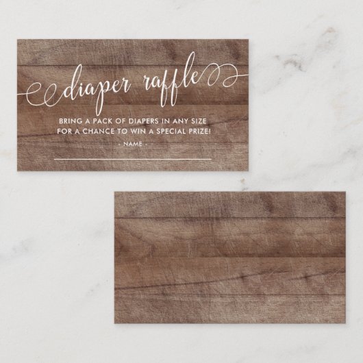 Rustisch Baby shower, luier Raffle Ticket Informatiekaartje (Voorkant / Achterkant)