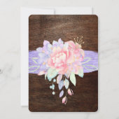 Rustisch Baby shower, Mason Jar Lights Boho Floral Kaart (Achterkant)