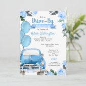Rustisch Baby shower met auto Blue Boy Kaart (Staand voorkant)