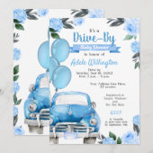 Rustisch Baby shower met auto Blue Boy Kaart (Voorkant / Achterkant)