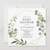 Rustisch Baby shower met botanische groen Kaart (Voorkant)