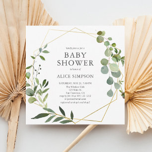 Rustisch Baby shower met botanische groen Kaart