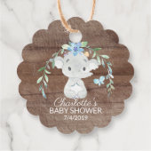 Rustisch Baby shower met fijne olifant Label voor  (Achterkant)