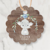 Rustisch Baby shower met fijne olifant Label voor (Voorkant)
