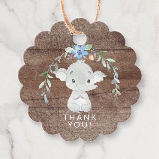 Rustisch Baby shower met fijne olifant Label voor (Voorkant)