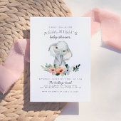 Rustisch Baby shower met flessenroze olifant Kaart